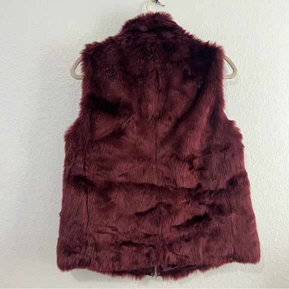 J. Crew Faux Fur Vest Women's Size XS Burgundy Fully Lined Full Zip size S - Picture 6 of 9